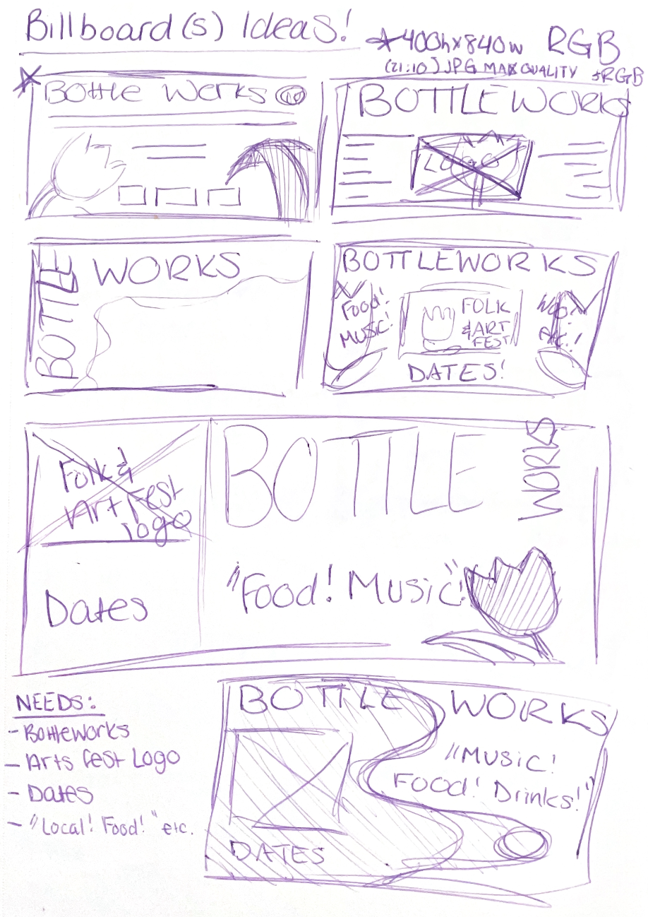 Bottle Works Ethnic Fest Billboard Sketches Part I.