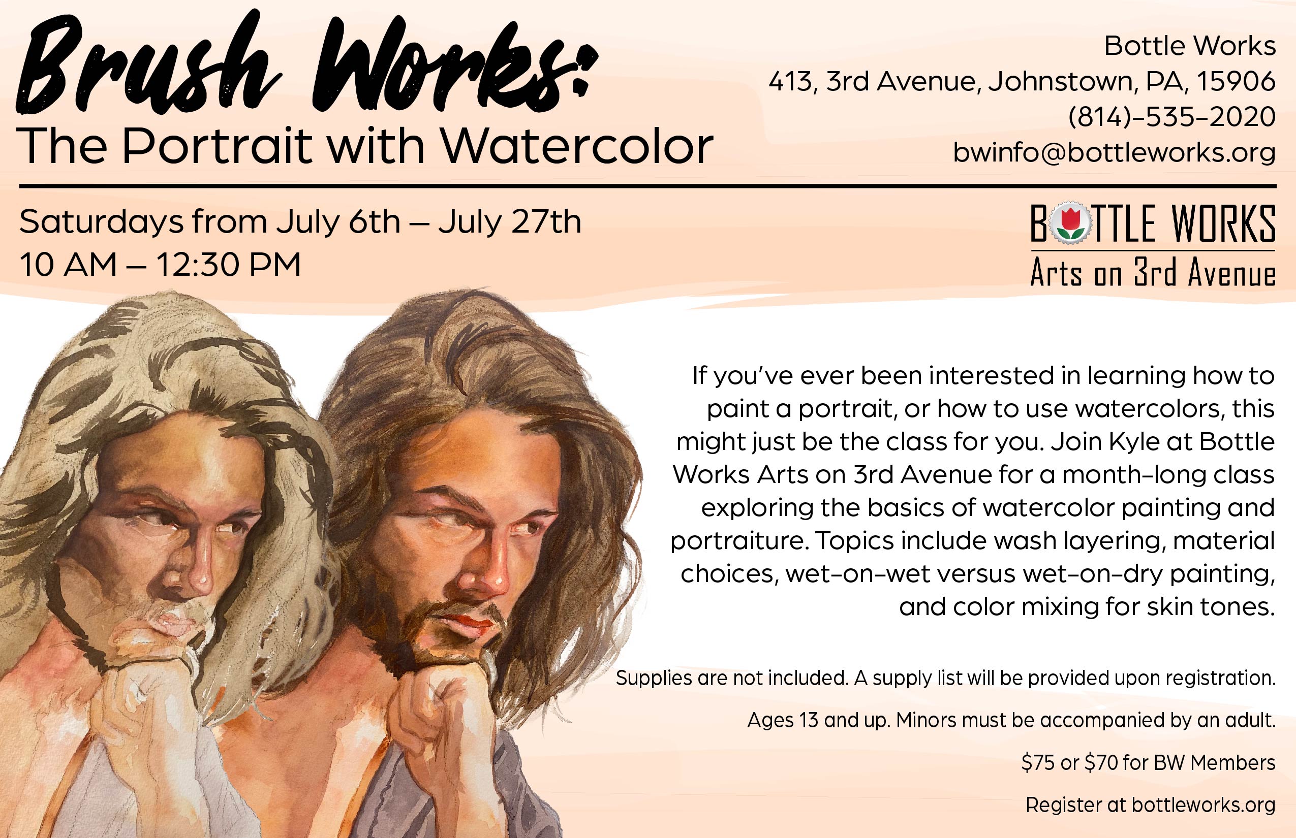 Watercolor Portrait Class Advertisement
